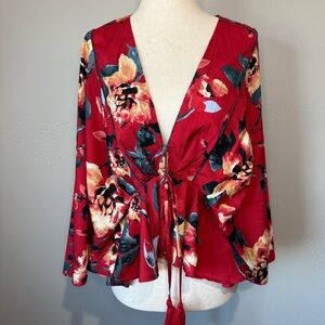 Band of the Free Red Floral Peplum Blouse – Size M